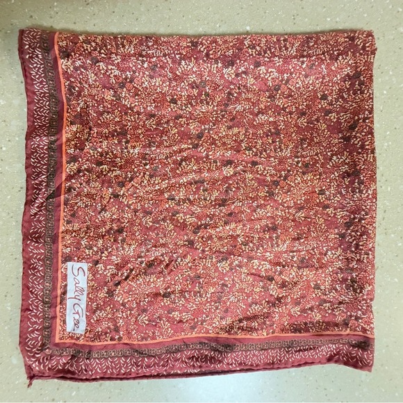 Sally Gee Fall Square Scarf Wrap Red Orange - Picture 4 of 12